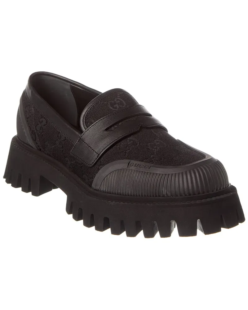 Gucci GG Canvas & Leather Loafer Black