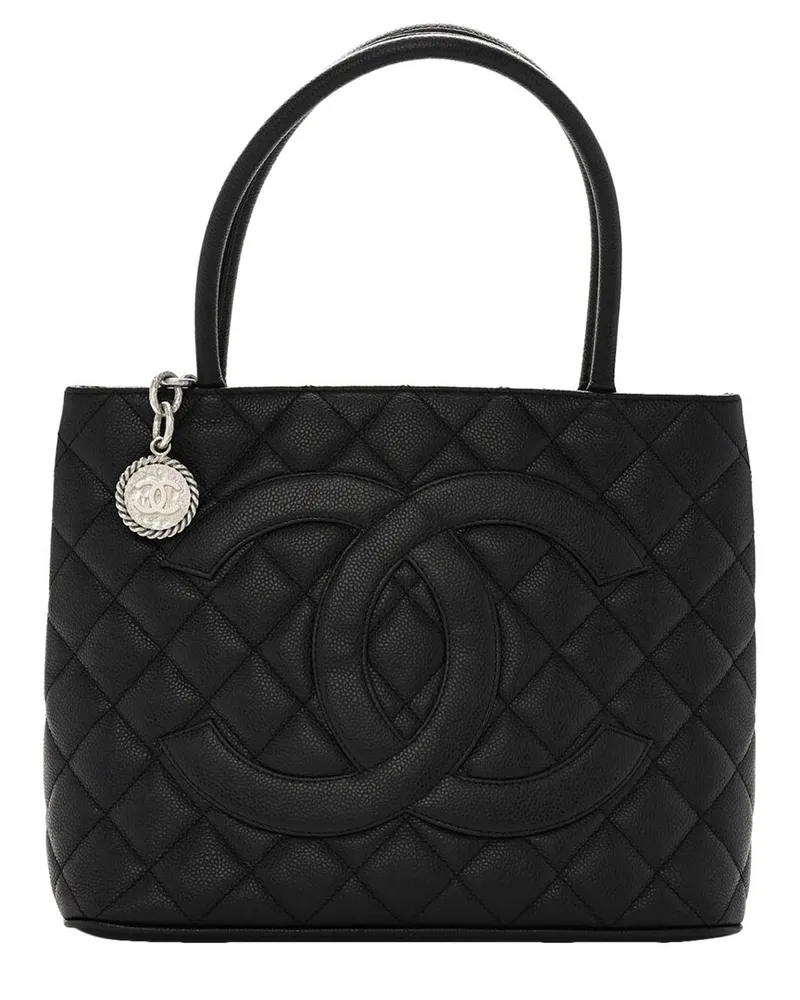 Chanel Black Caviar Leather Medallion Tote SHW (Authentic Pre-Loved Nocolor