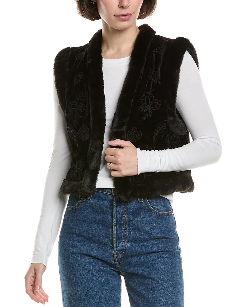 Johnny Was Rachella Silk-Blend Vest Black