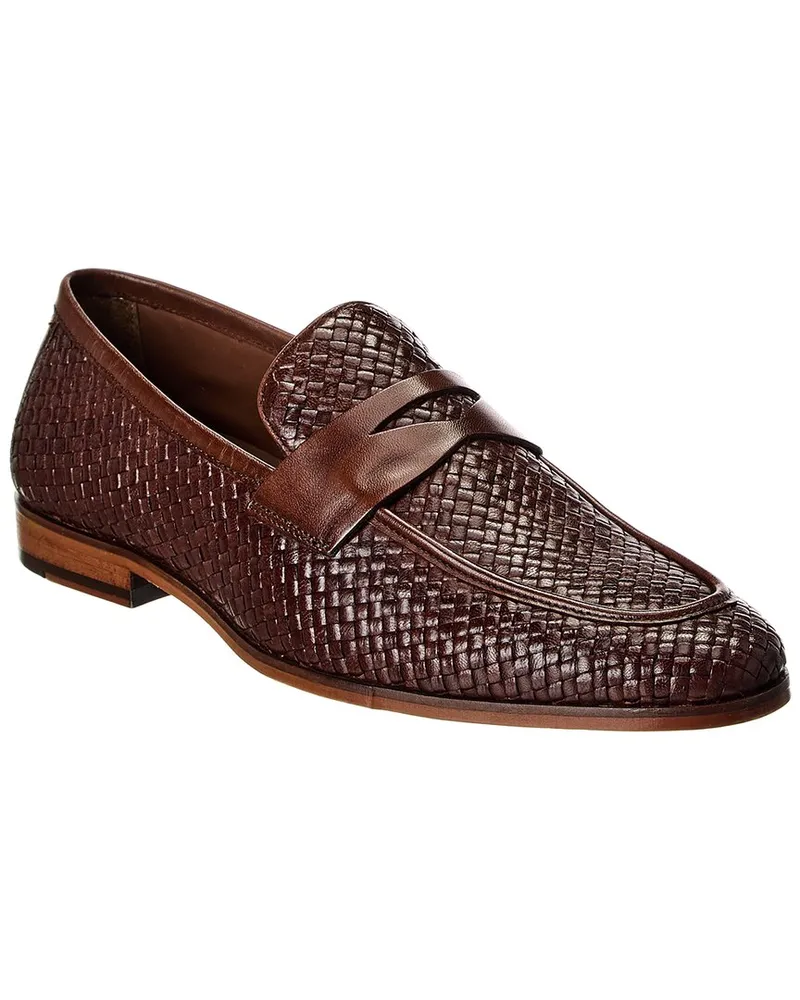 Dune Beliay Woven Leather Loafer Brown