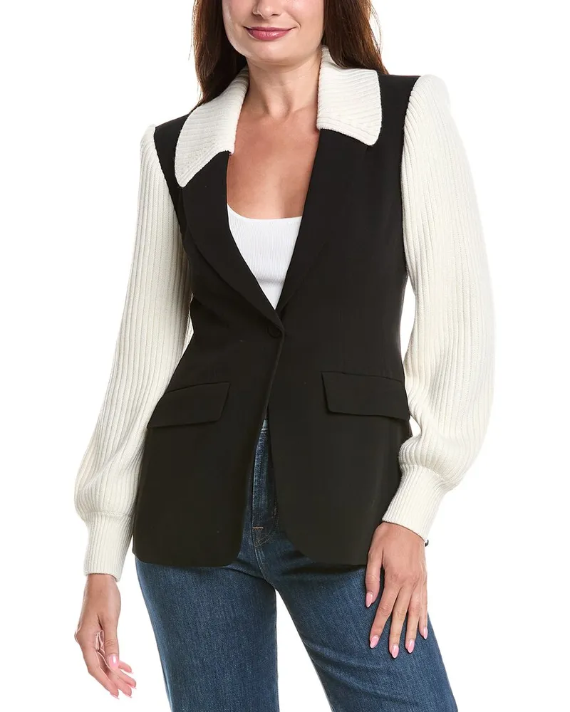 Cinq à Sept Knit Combo Cheyenne Blazer Black