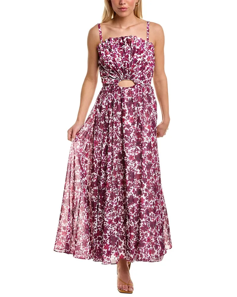 AMUR Destinee Fan Bodice Maxi Dress Purple