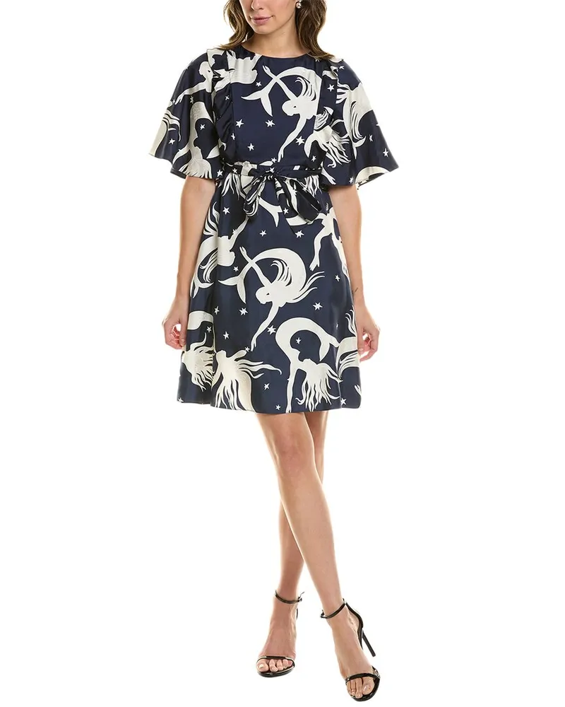 Valentino Garavani Silk A-Line Dress Navy