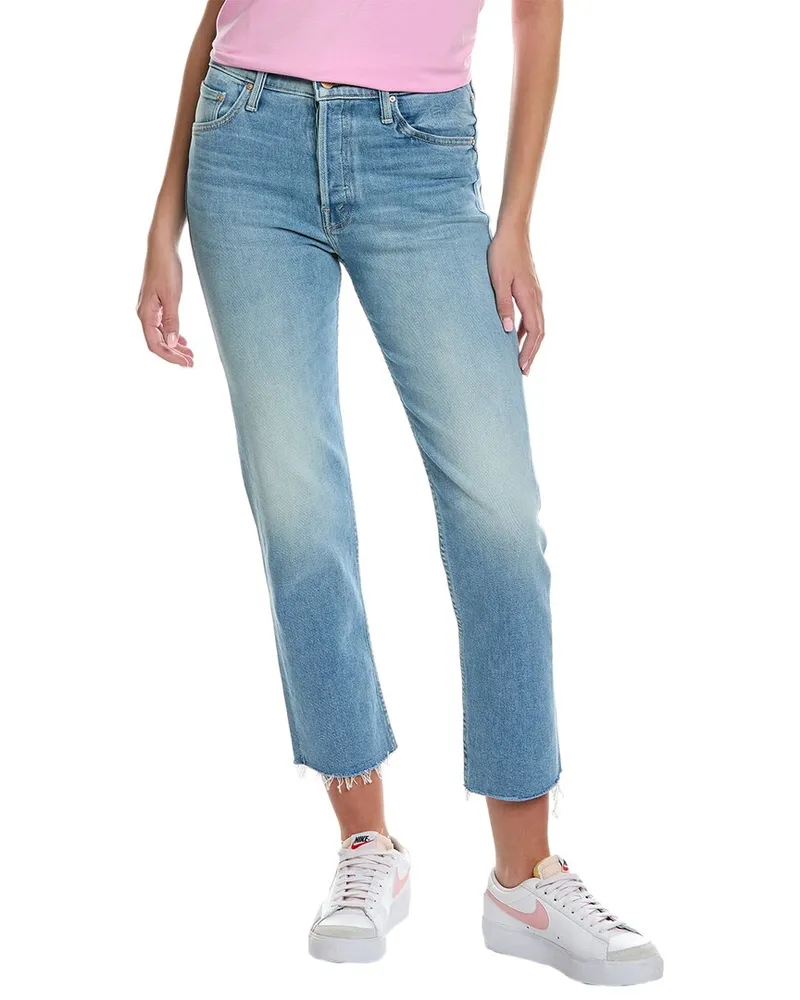 Mother Denim The Tomcat Kitty Corner Ankle Fray Jean Blue