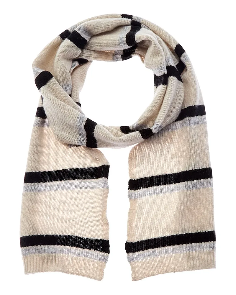 portolano  Striped Cashmere Scarf White