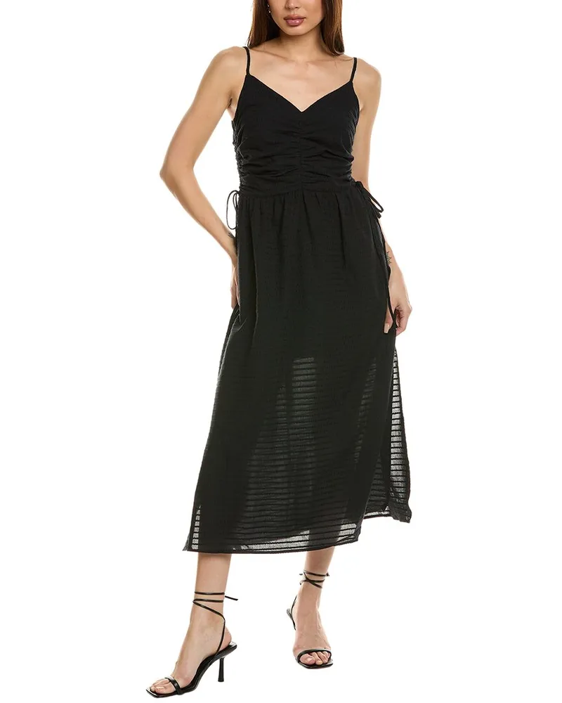 Nation Ltd Peppa Ruched Linen-Blend Sundress Black