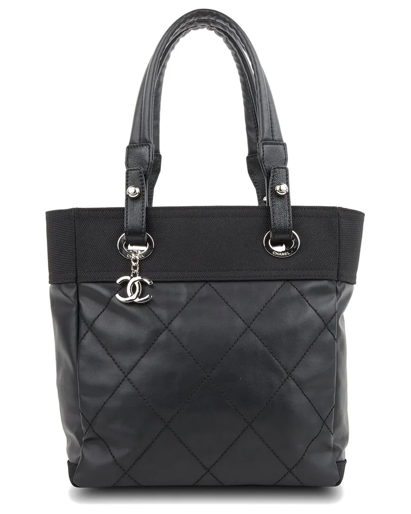 Chanel Black Coated Canvas Paris Biarritz PM (Authentic Pre-Loved Nocolor