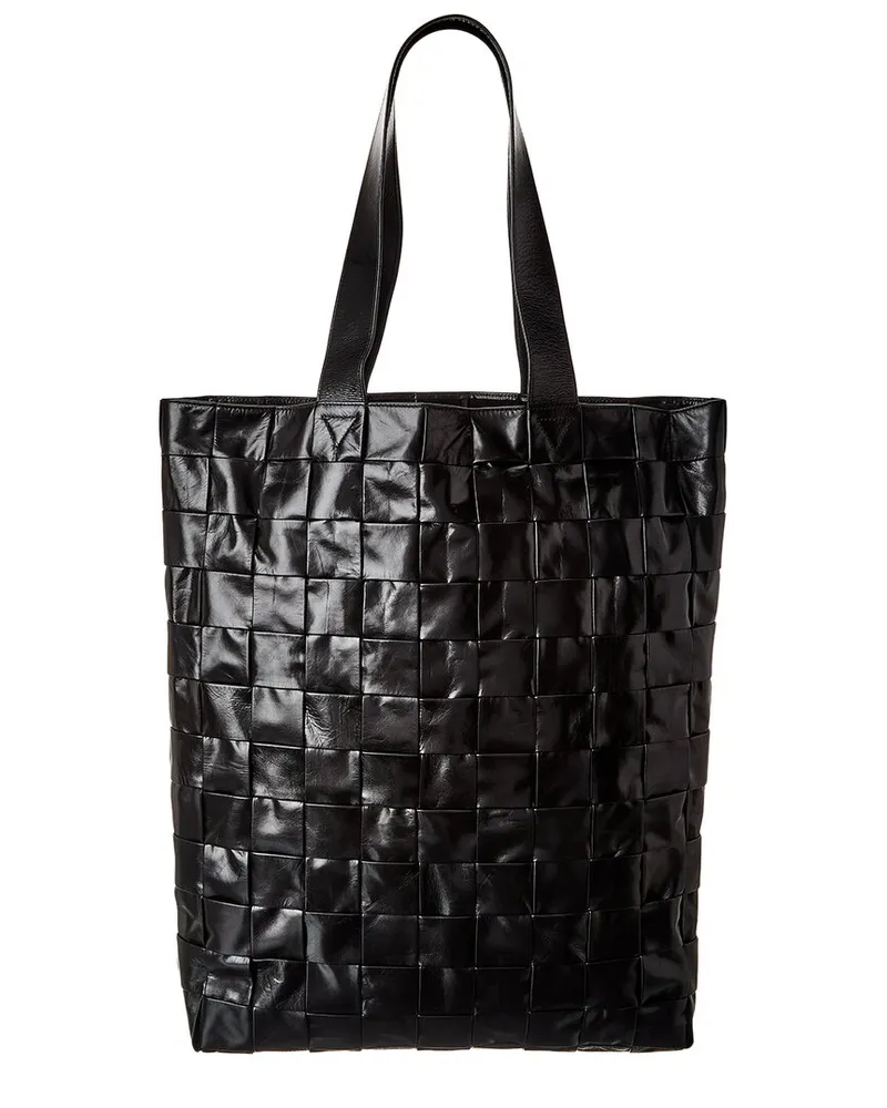 Bottega Veneta Maxi Intrecciato Leather Tote Black