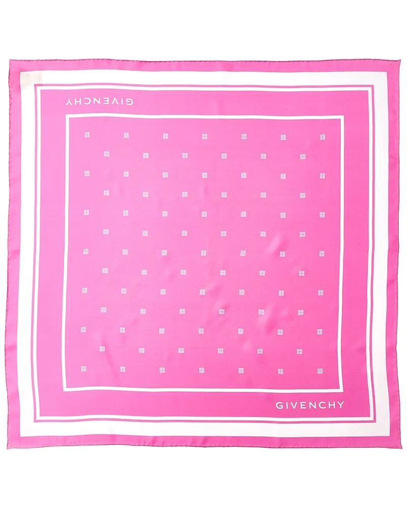Givenchy Plumetis Square Silk Scarf Pink