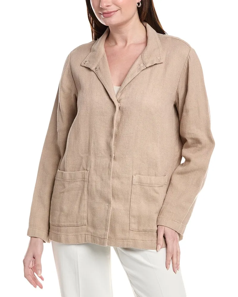 Eileen Fisher Stand Collar Jacket Brown