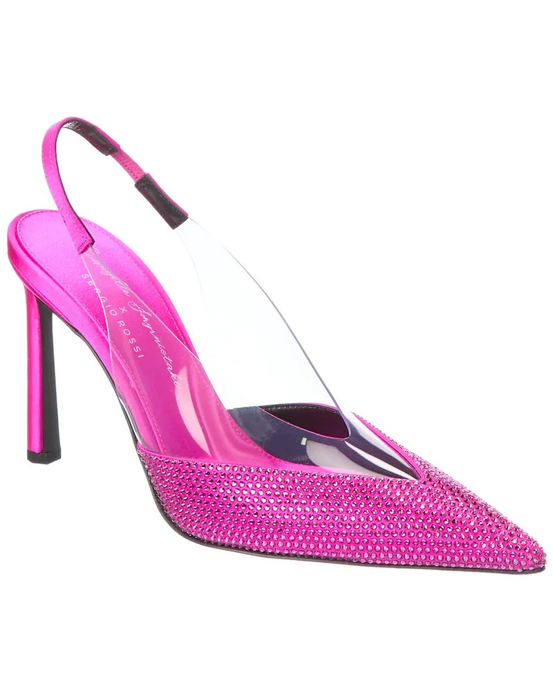 Sergio Rossi x Evangelie Smyrniotaki Satin & Vinyl Slingback Pump Pink