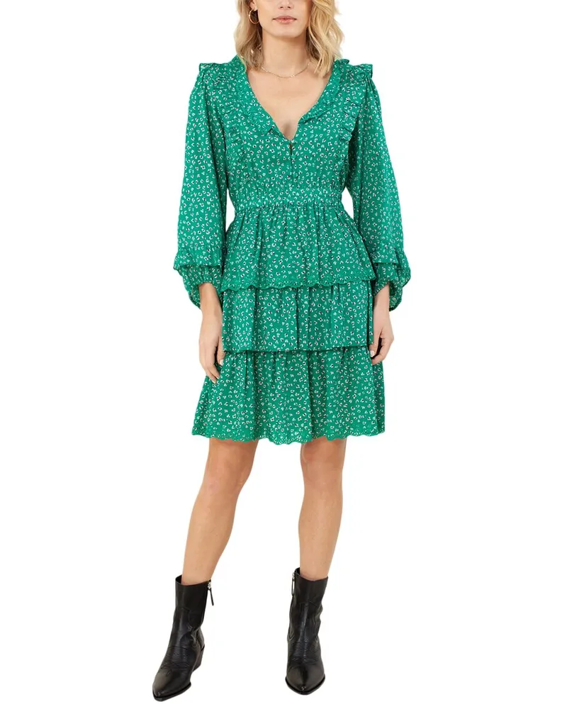 Hale Bob Printed Tiered Dress Green