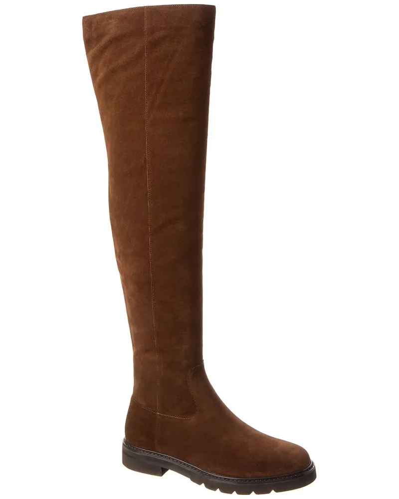 Stuart Weitzman Chicago Lug Suede Over-The-Knee Boot Brown