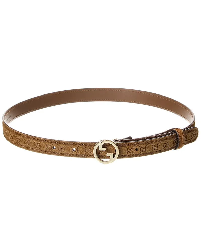 Gucci Blondie Thin Suede Belt Brown