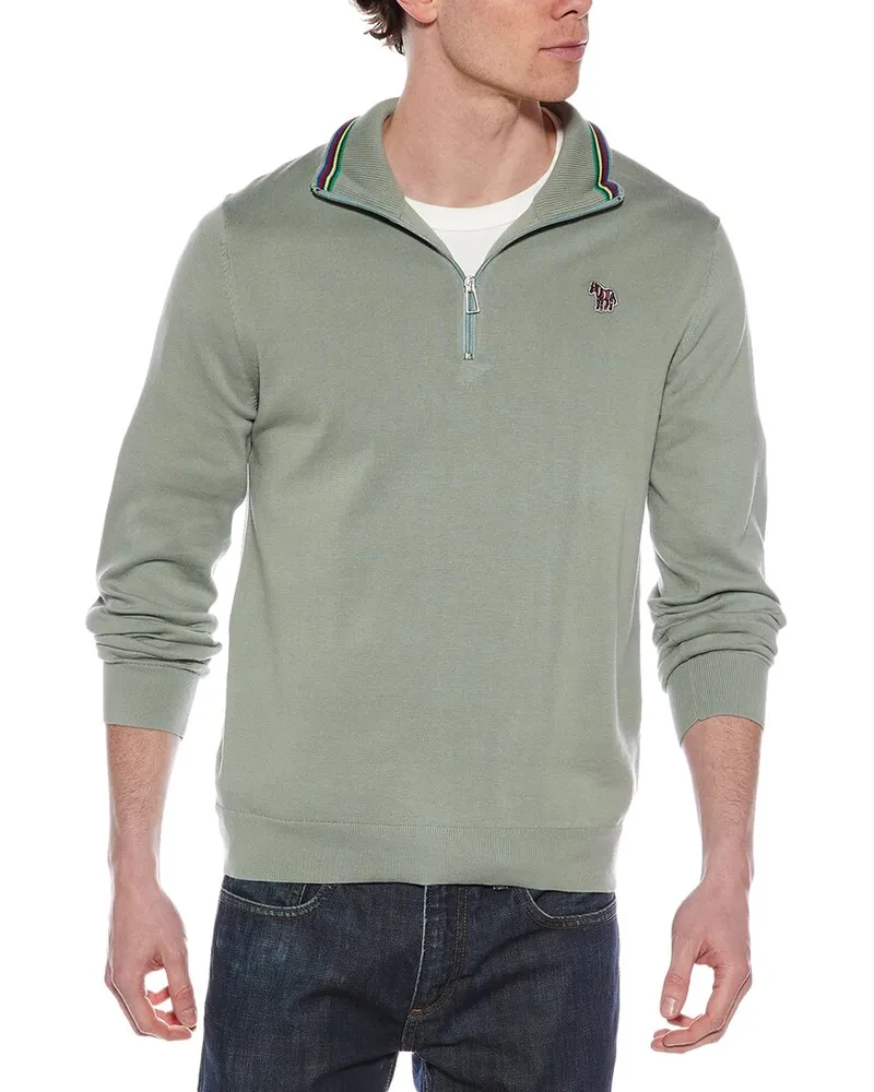 Paul Smith Paul Smith 1/4-Zip Mock Neck Sweater Green