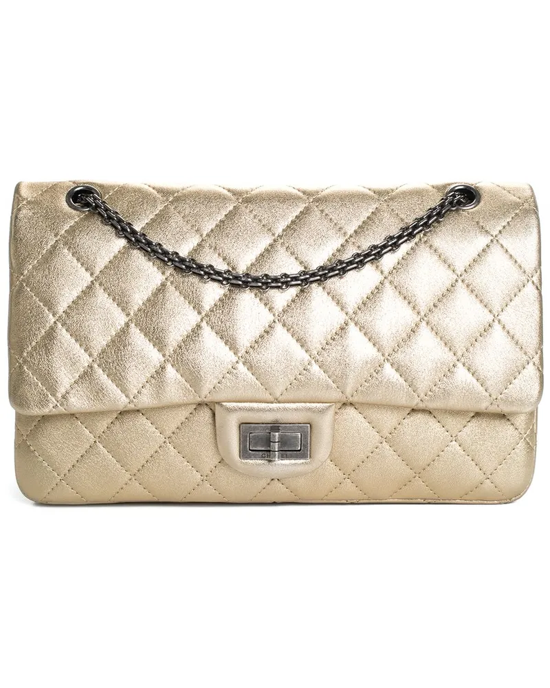 Chanel Metallic Gold Quilted Calfskin Leather 2.55 Reissue Double Flap Bag, NWT (Authentic Pre-Loved Nocolor