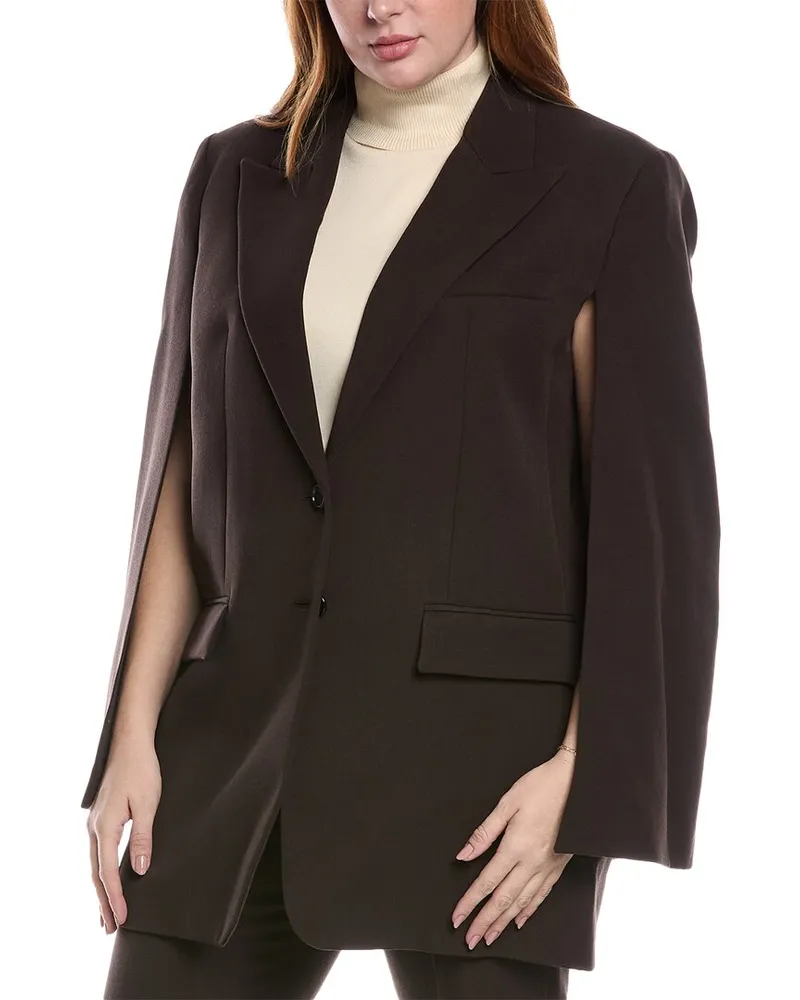 Michael Kors Collection Wool Cape Jacket Brown
