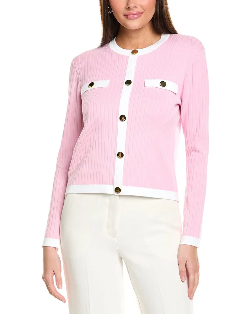 ST. JOHN French Iconic Inspired Knit Sweater Pink