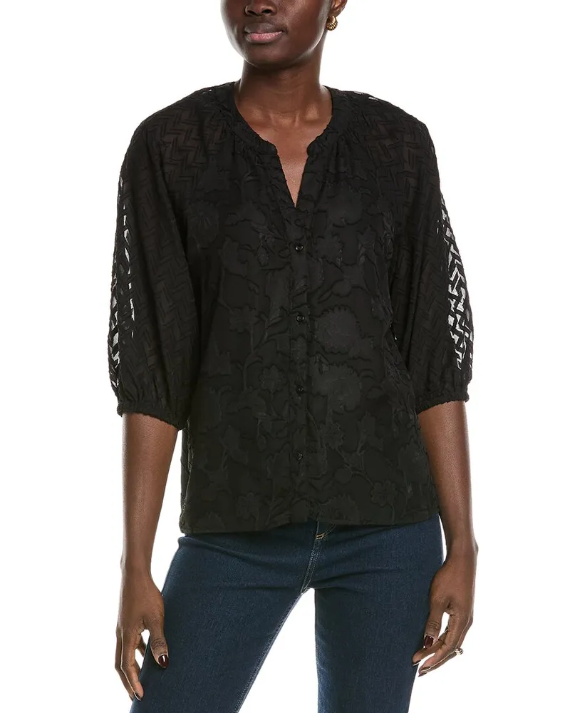 Vince Camuto Fil Coupe Burnout Blouse Black