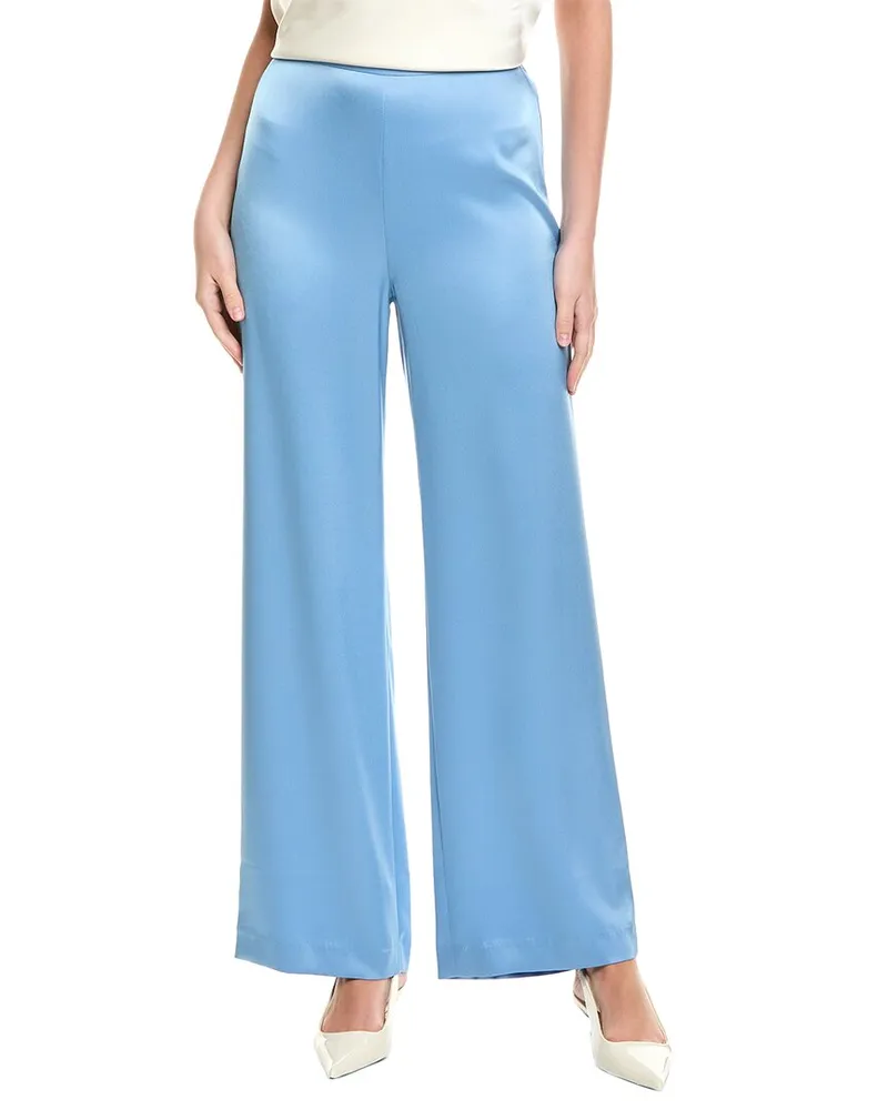 ST. JOHN Liquid Satin Elastic Waist Pull-On Pant Blue