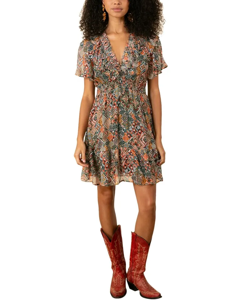Hale Bob Kiara Silk-Blend Dress Green