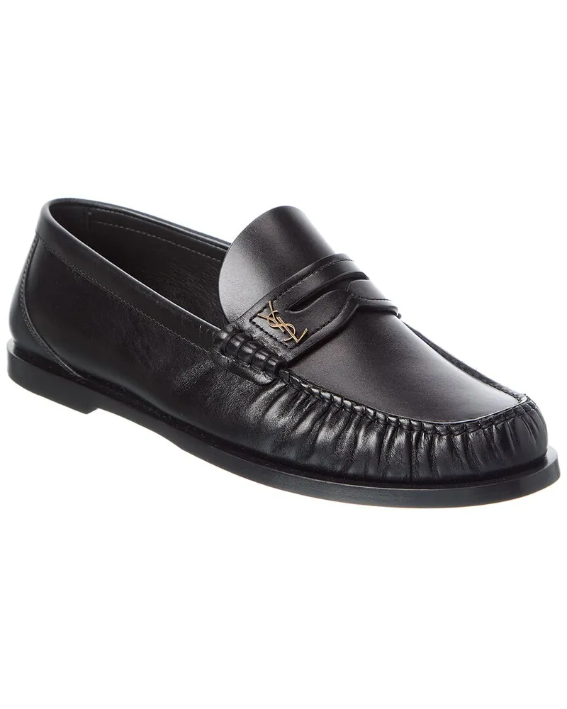 Saint Laurent Cassandre Leather Loafer Black