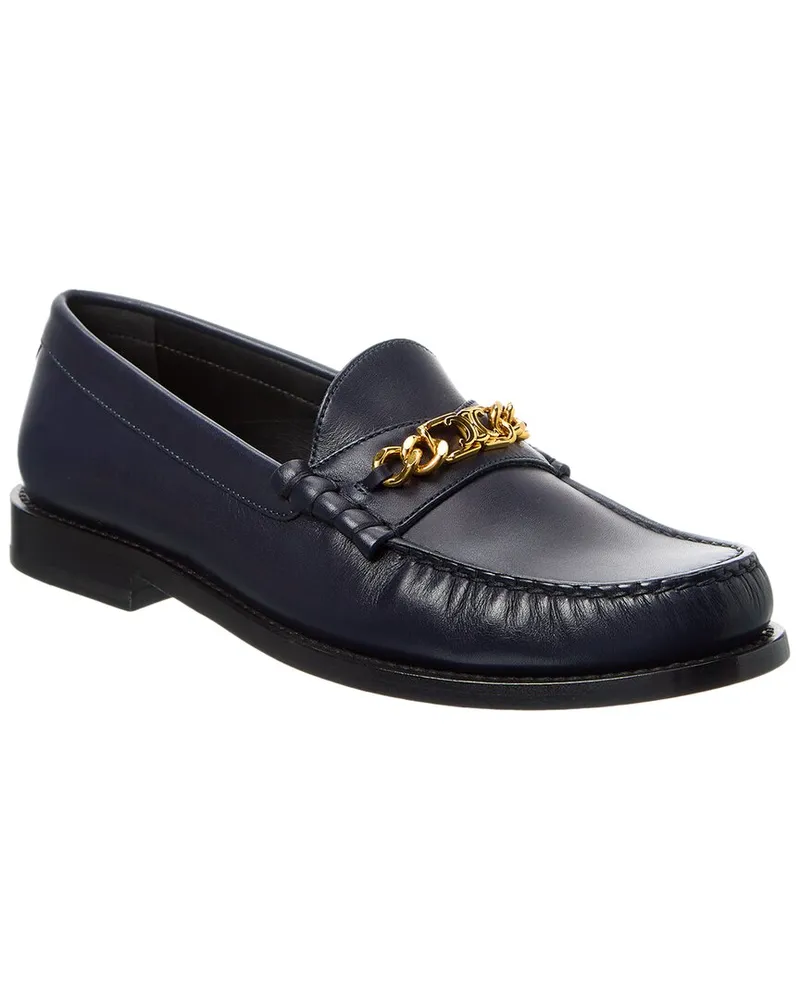Celine Logo Leather Loafer Blue