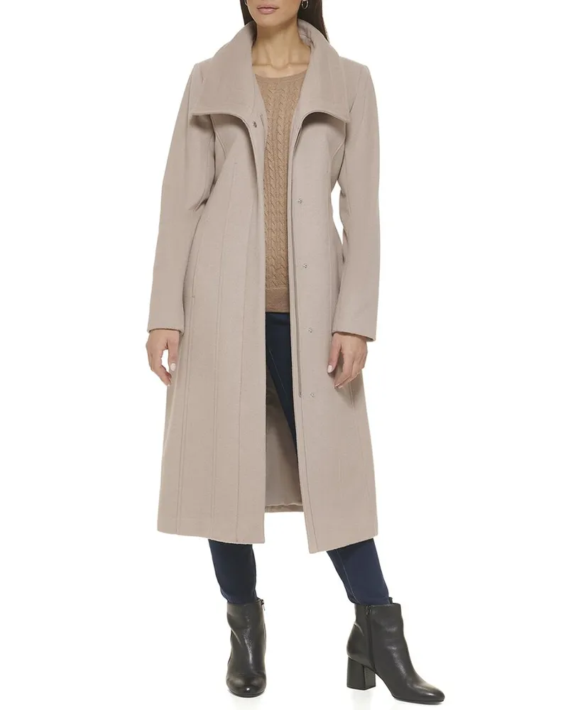 COLE HAAN Wool-Blend Maxi Wrap Coat Green