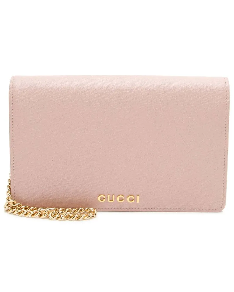 Gucci Pink Leather Script Wallet on Chain (Authentic Pre-Loved Nocolor