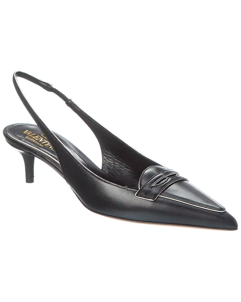 Valentino Garavani Capretto 50 Bicolor Leather Loafer Slingback Pump Black