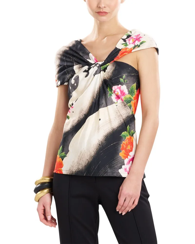 NATORI Mayumi Asymmetrical Silk-Blend Halter Top Nocolor