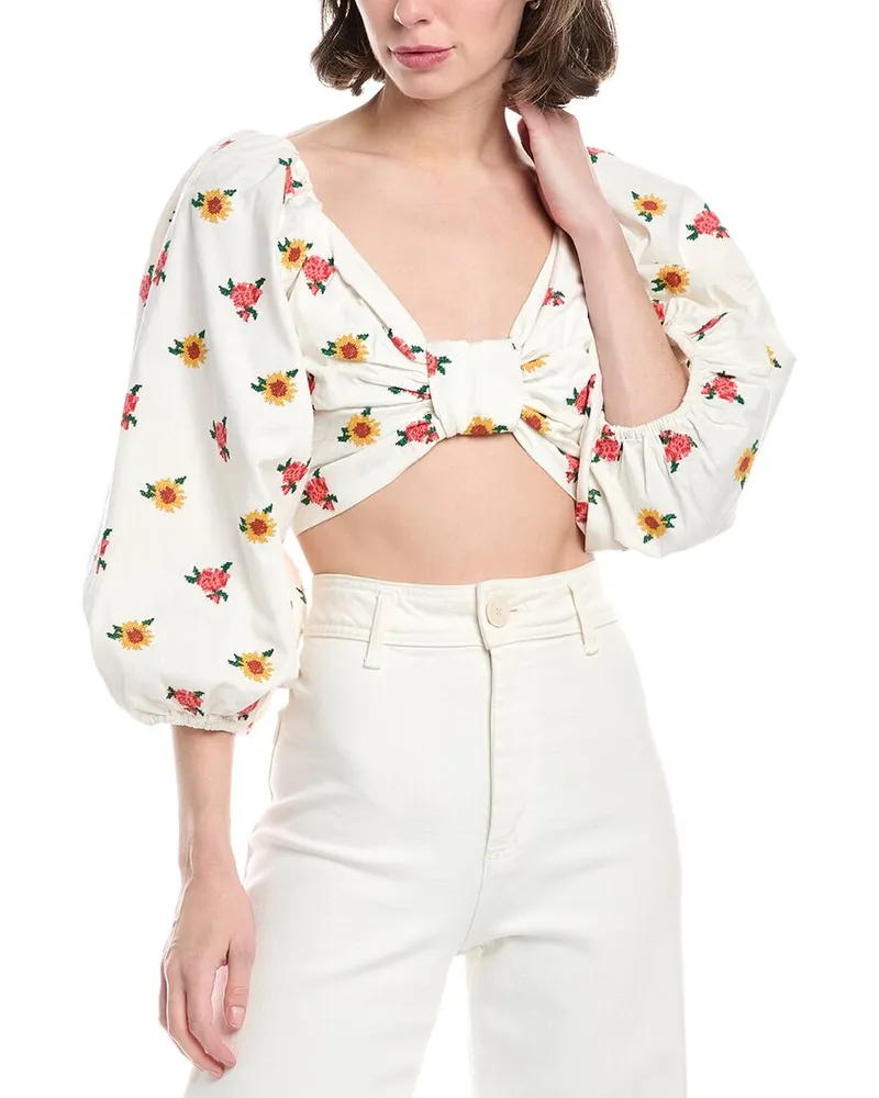 FARM Rio Cross Stitch Crop Top Nocolor