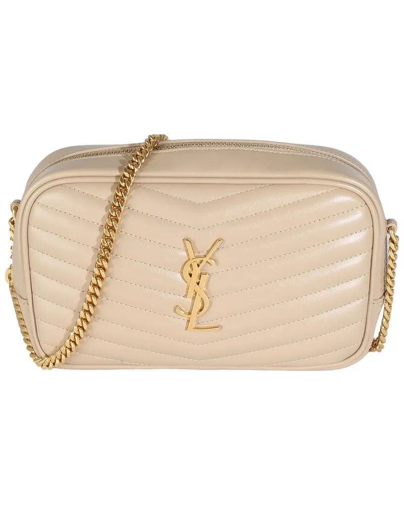 Saint Laurent Beige Leather Mini Lou Crossbody Bag (Authentic Pre-Loved Nocolor