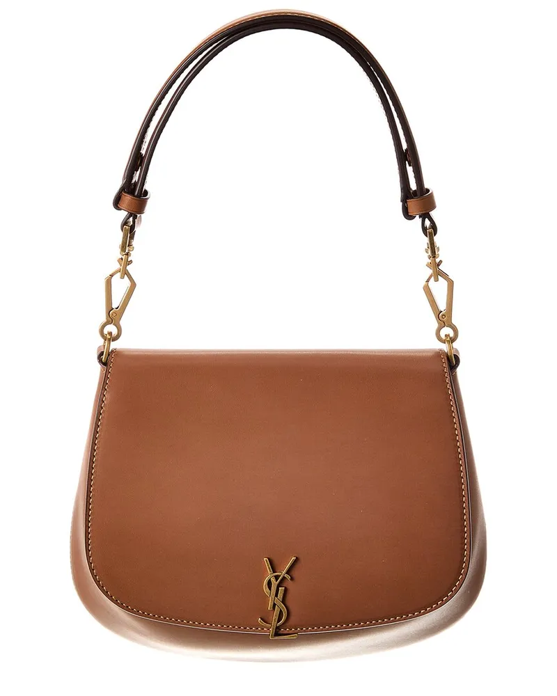 Saint Laurent Voltaire Top Handle Leather Satchel Brown