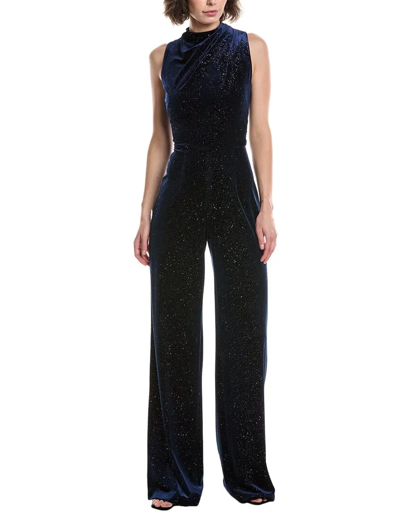 Black Halo Corinne Velvet Jumpsuit Blue