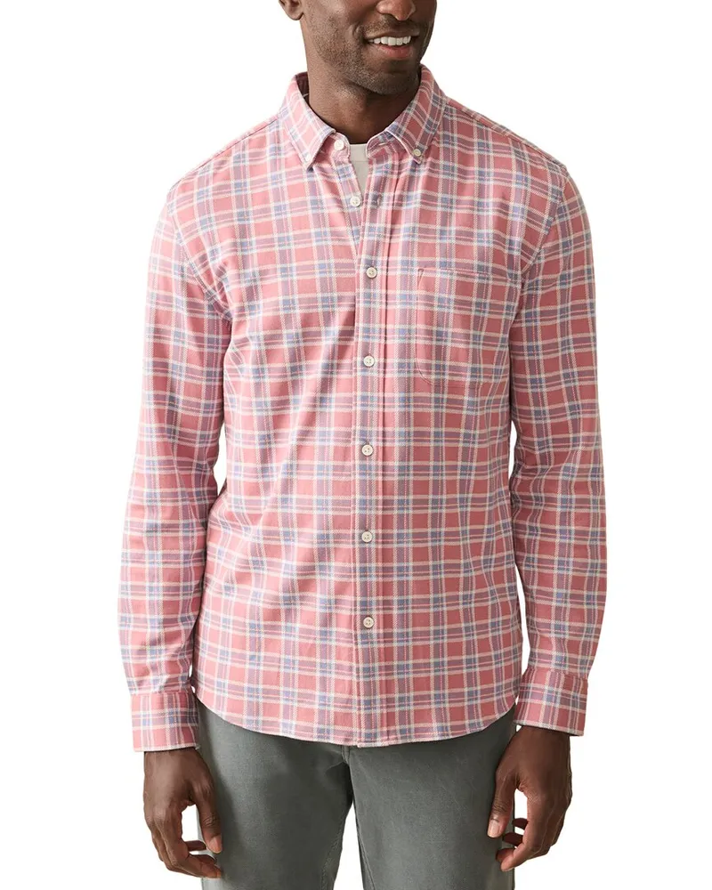 Faherty Coastline Knit Shirt Pink