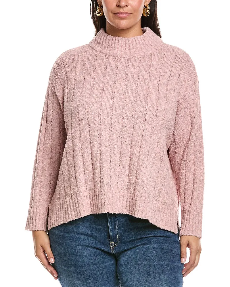 Eileen Fisher Plus Turtleneck Cashmere-Blend Sweater Pink