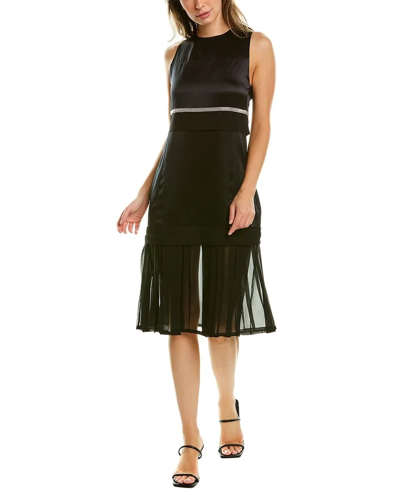 3.1 phillip lim Mixed Media Silk Midi Dress Black