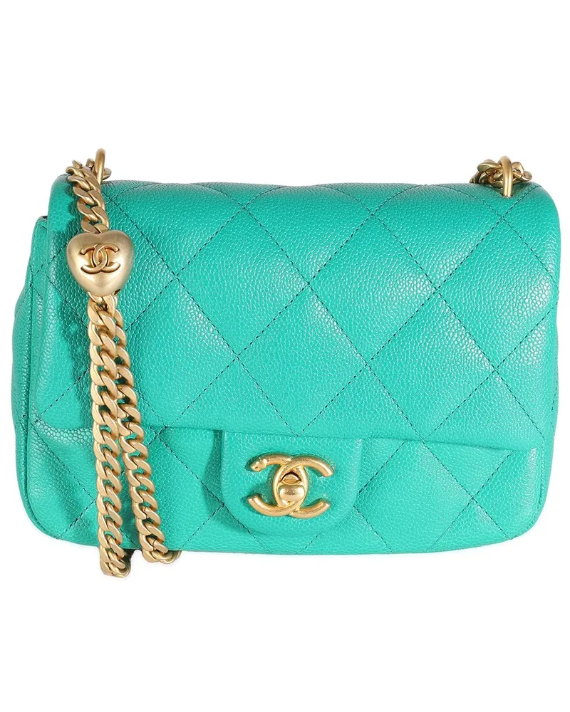 Chanel Green Quilted Caviar Sweetheart Mini Flap Handbag (Authentic Pre-Loved Nocolor