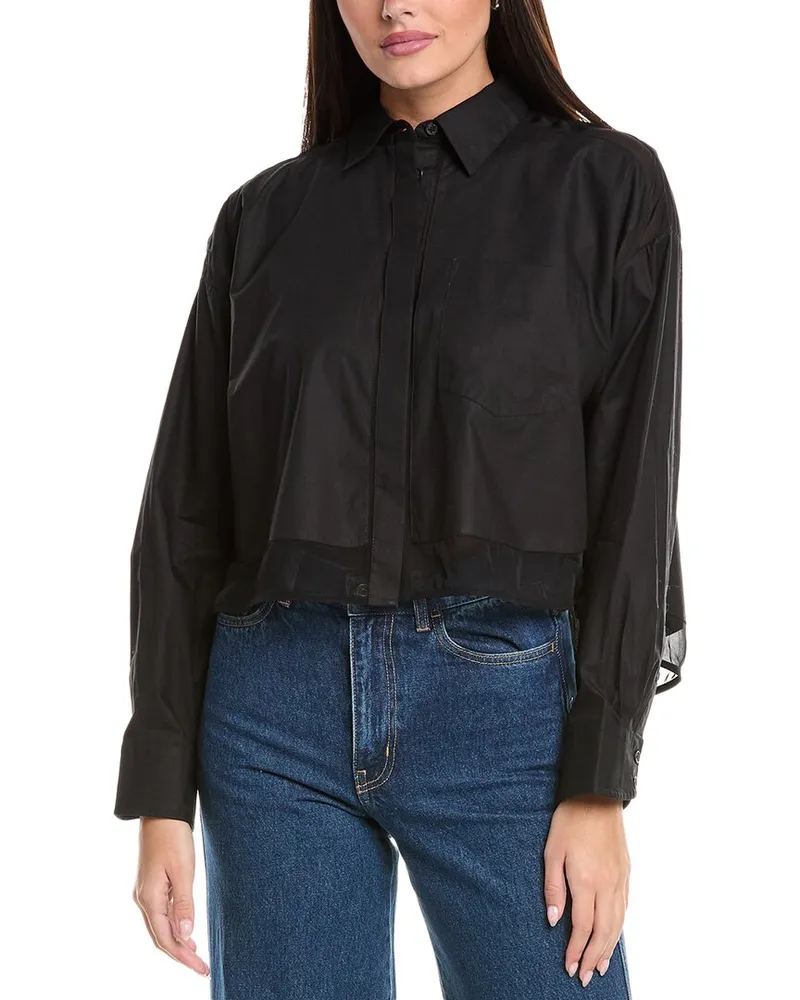 Rag & Bone Beatrice Cropped Combo Shirt Black