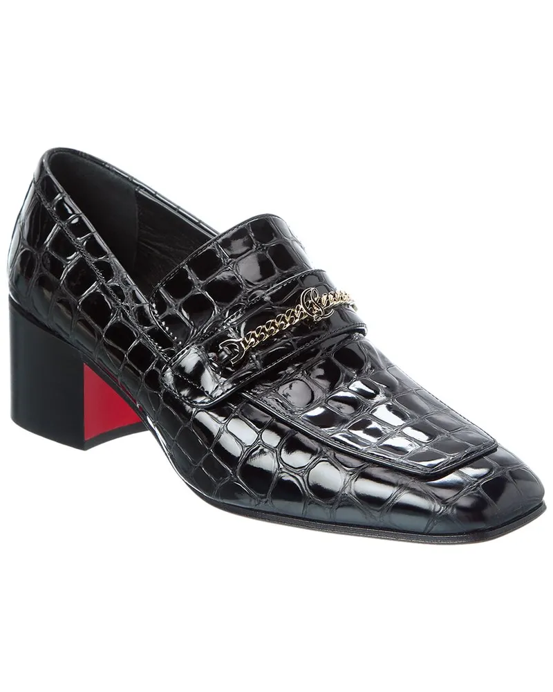 Christian Louboutin MJ Moc 50 Alligator-Embossed Leather Loafer Black