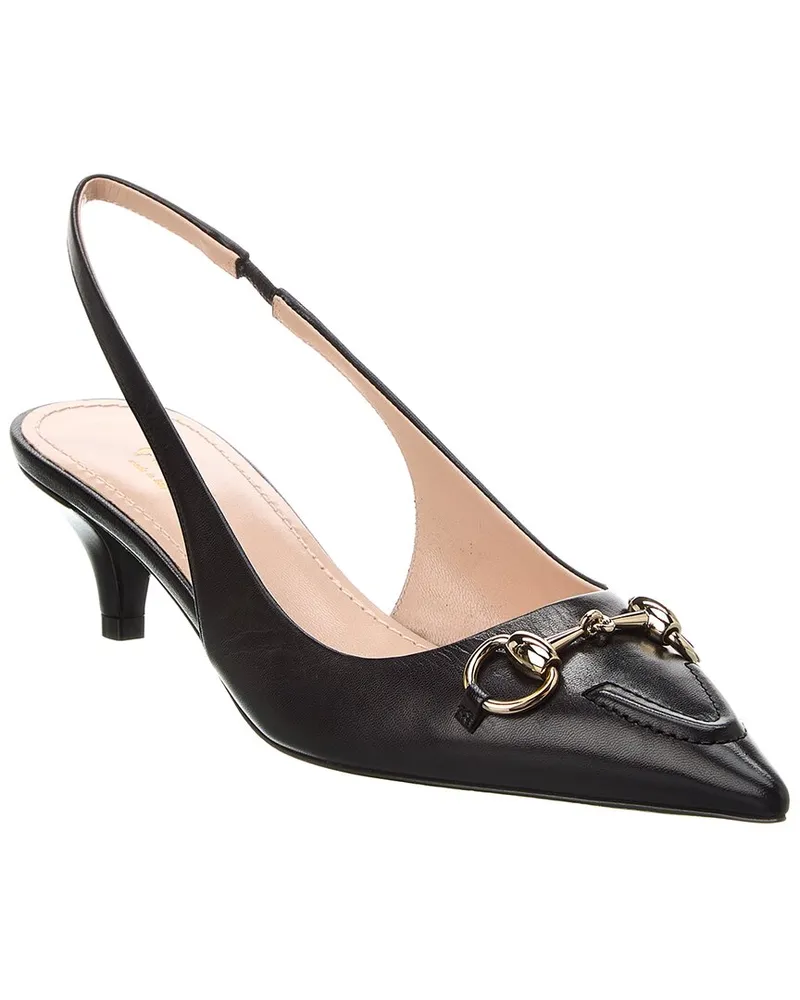 Gucci Horsebit Leather Slingback Pump White