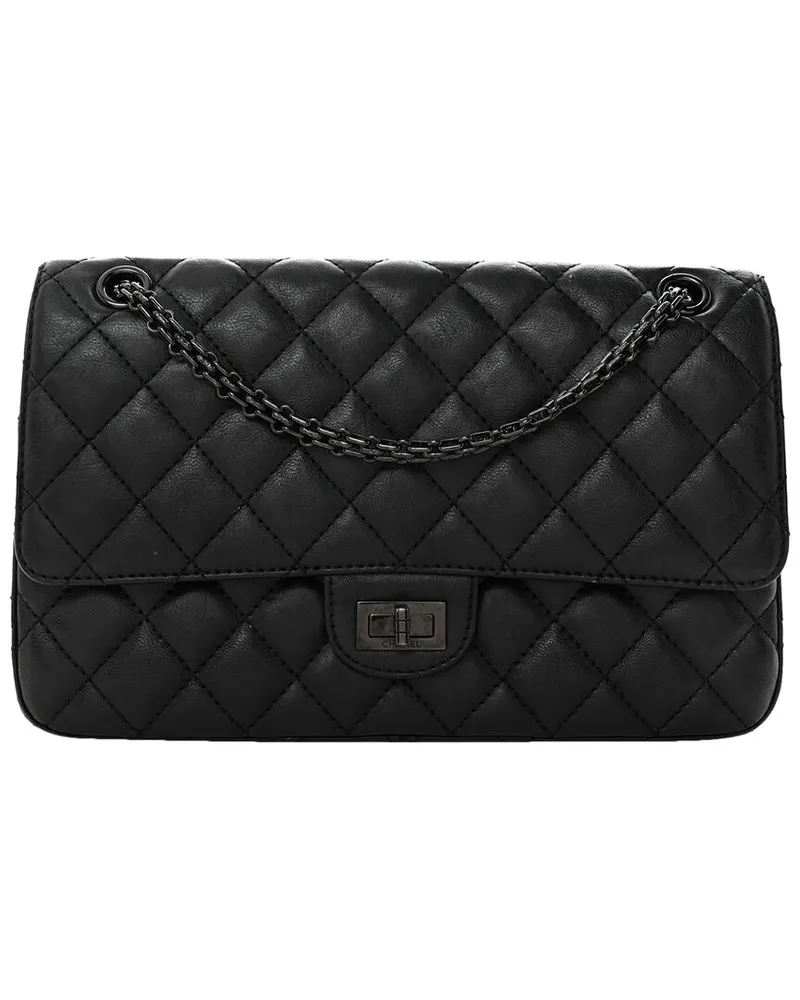 Chanel Black Cracked Calfskin Leather Crumpled 2.55 Reissue 226 Flap  (Authentic Pre-Loved Nocolor