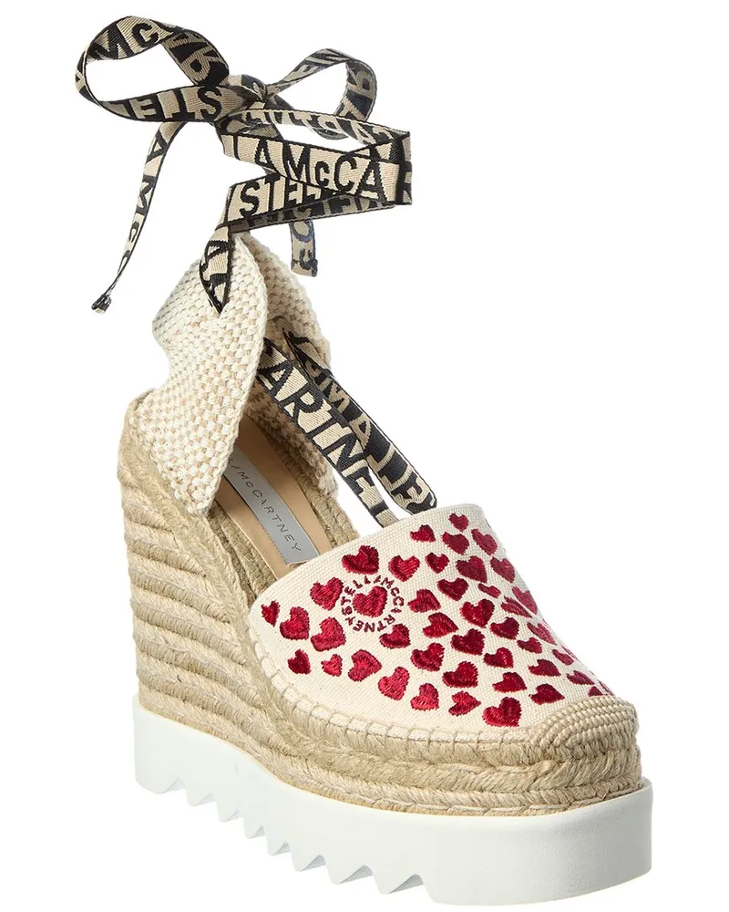 Stella McCartney Gaia Canvas Wedge Sandal Beige