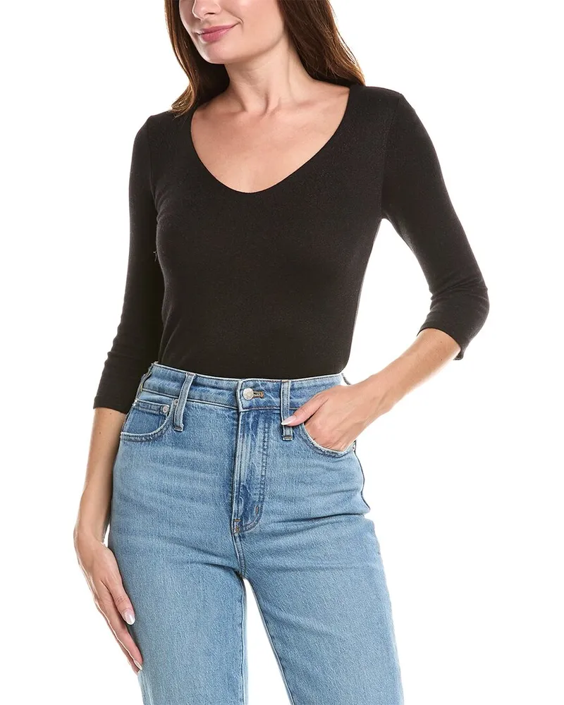 Michael Stars Doubled Front V-Neck T-Shirt Black