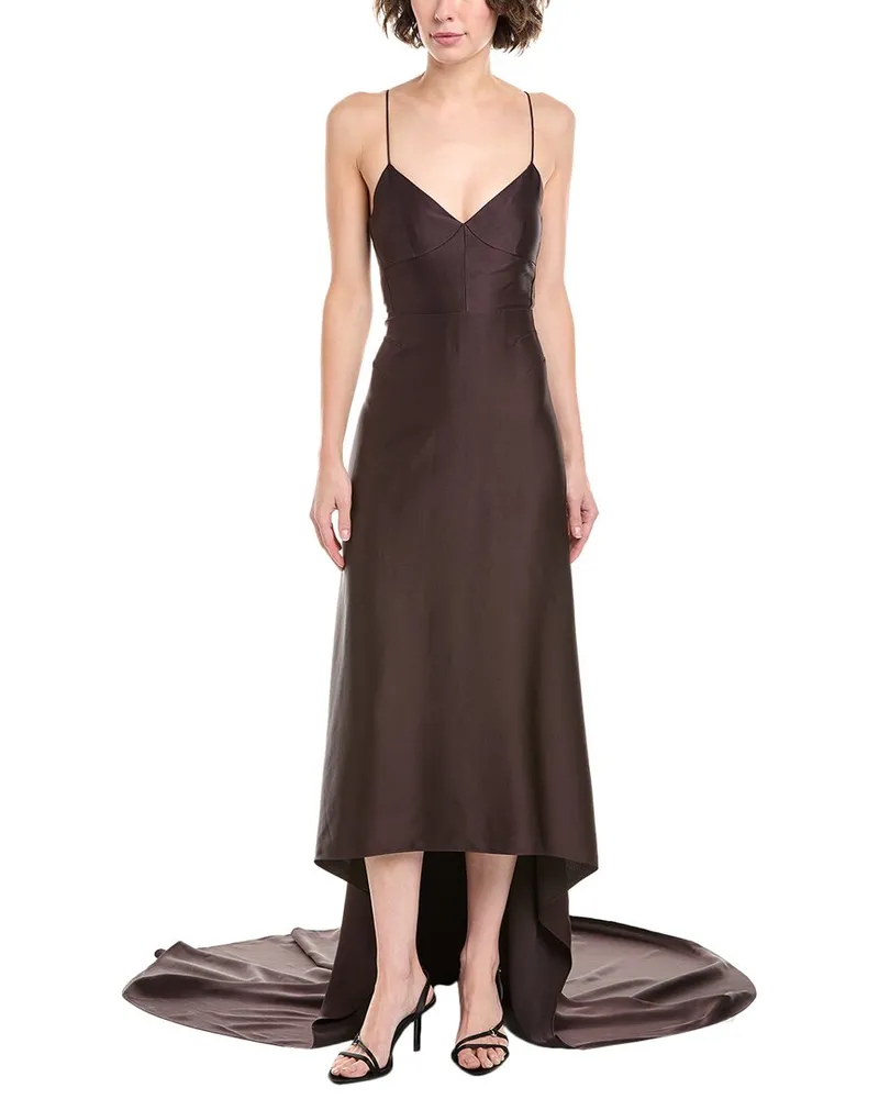 Michael Kors Charm Fishtail Silk Gown Brown