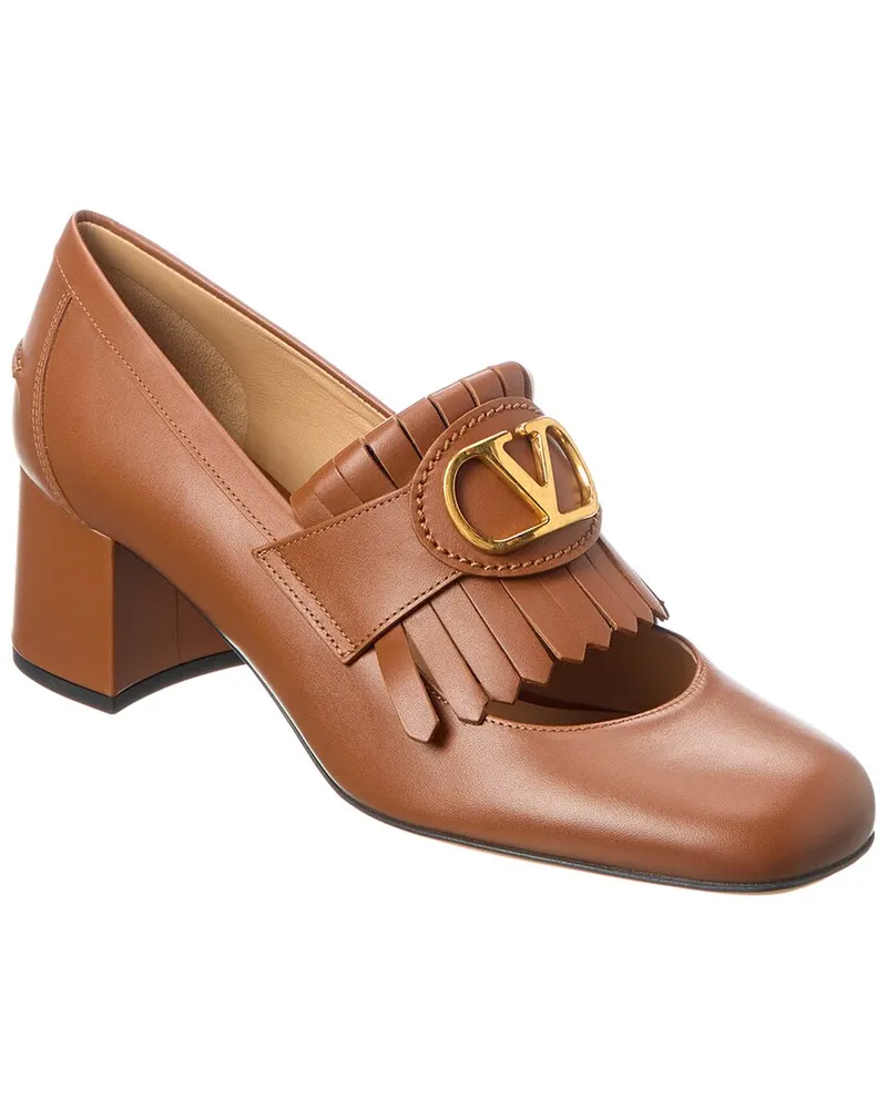 Valentino Garavani VLogo 55 Signature Leather Pump Brown