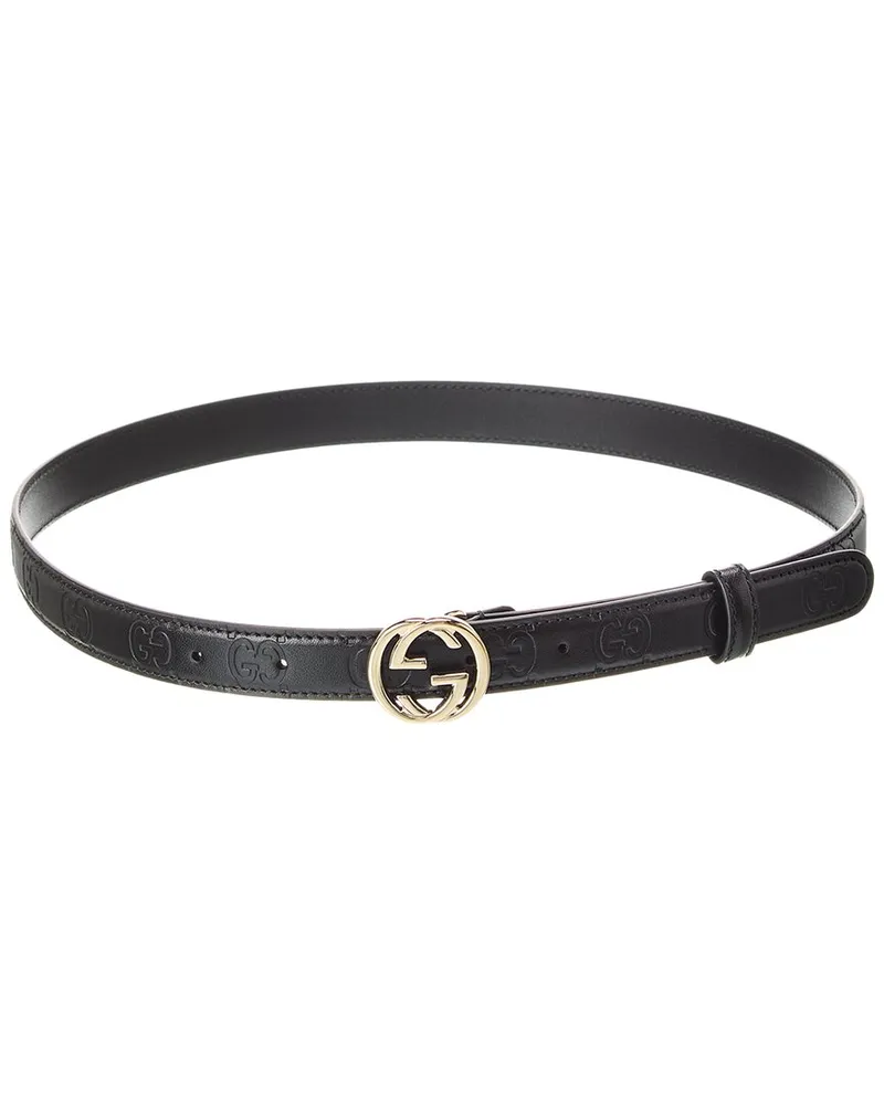 Gucci Interlocking G Leather Belt Black