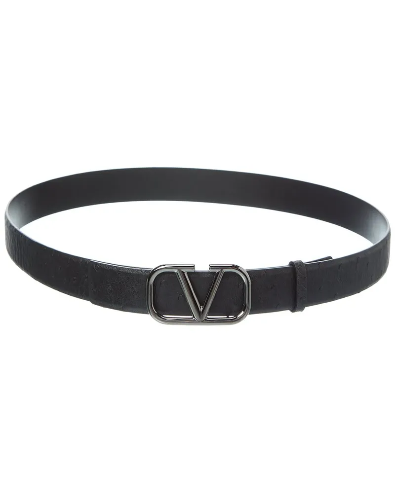 Valentino Garavani VLogo 40mm Signature Reversible Leather Belt Black