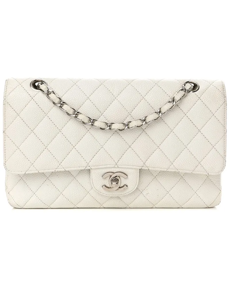 Chanel White Caviar Leather Classic Double Flap SHW Medium (Authentic Pre-  Loved Nocolor
